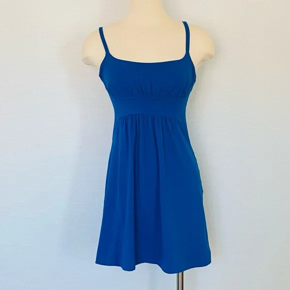 Susana Monaco Royal Bright Blue Fit Flare Milkmaid Ruched Tank Slip Dress - Picture 5 of 5